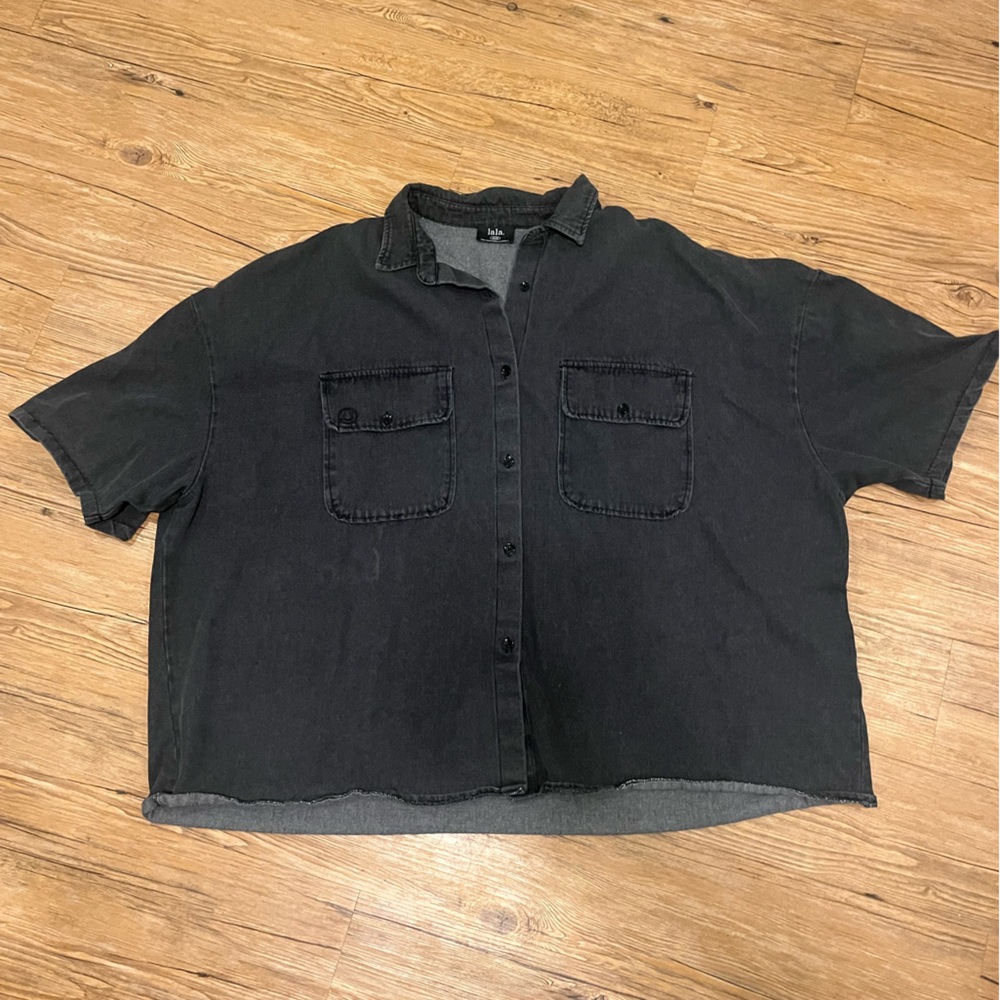 Dressed in LALA Smiley Face Denim Shirt 2X/3X